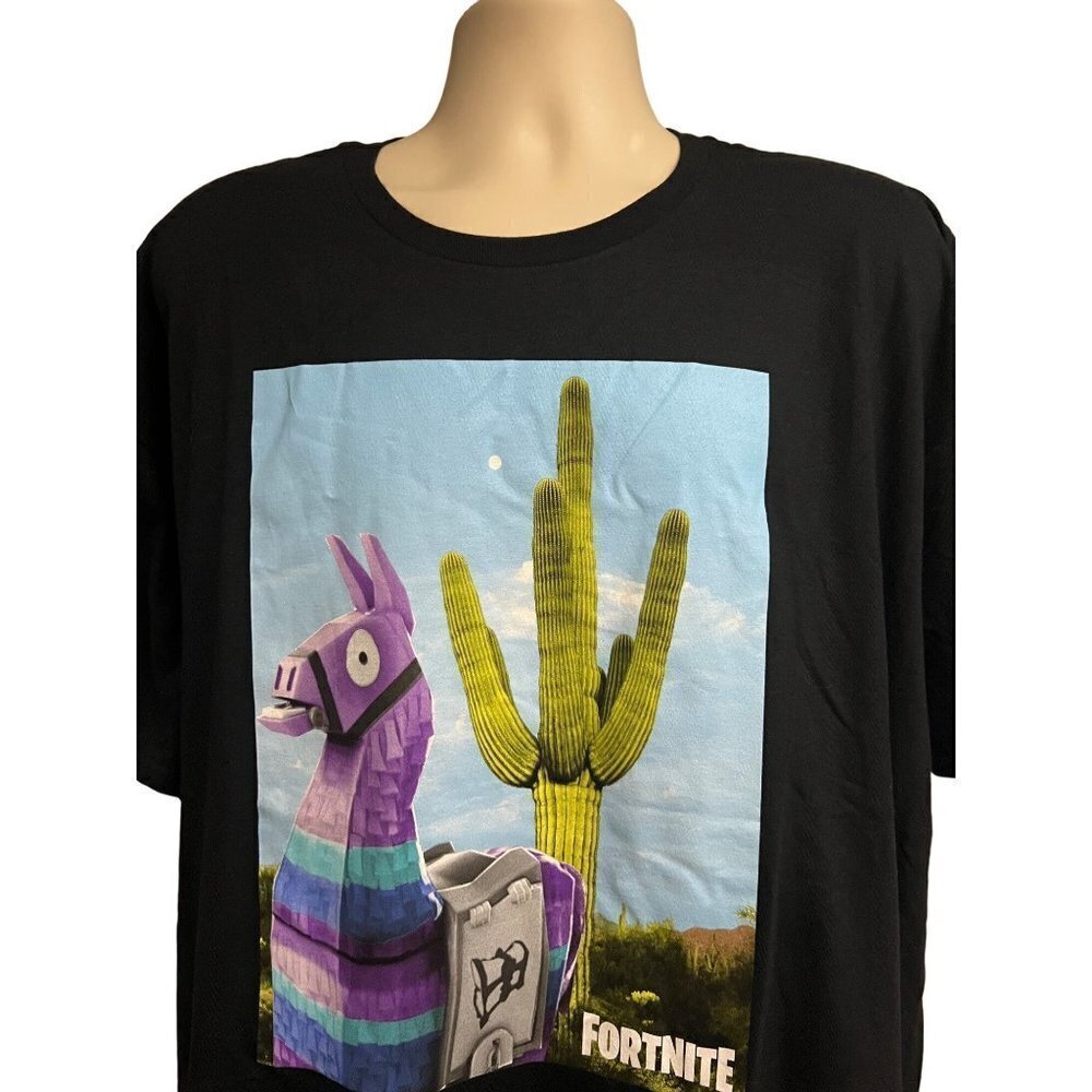 Fortnite Mens Epic Games Loot Llama Black Graphic T-Shirt 3XL Stretch Cotton New - Picture 4 of 7